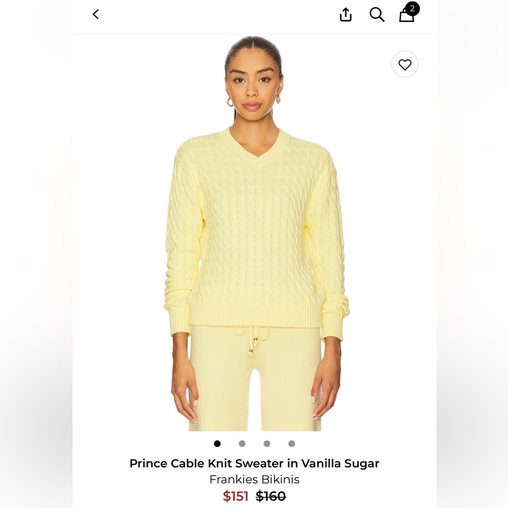 Frankie’s Bikinis Sweater Prince V-Neck in Vanilla Sugar Butter Yellow